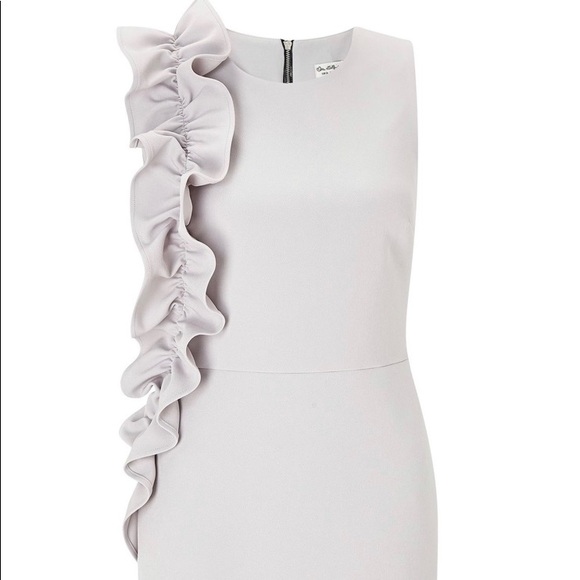 Grey Shift Dress with Side Ruffles - Picture 4 of 8